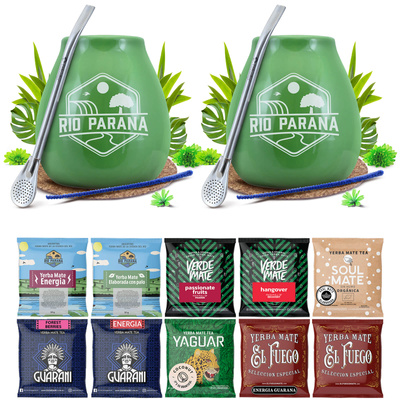 Yerba Maté Set POUR DEUX Calebasse Bombilla