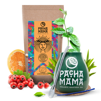 Set de Guayusa Pachamama Citrus 100g + Calebasse + Bombilla