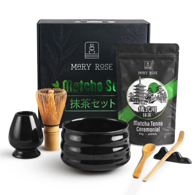 Coffret cadeau : matcha cérémonial japonais + matchawan + accessoires en bambou