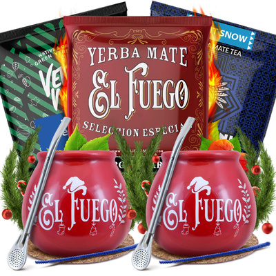 Yerba Maté Set d'hiver POUR DEUX Calebasse Bombilla