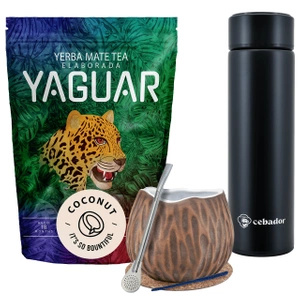 Yerba Mate Yaguar Coco 500g calebasse thermos set