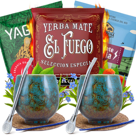 Yerba Maté Energia Set POUR DEUX Calebasse Bombilla