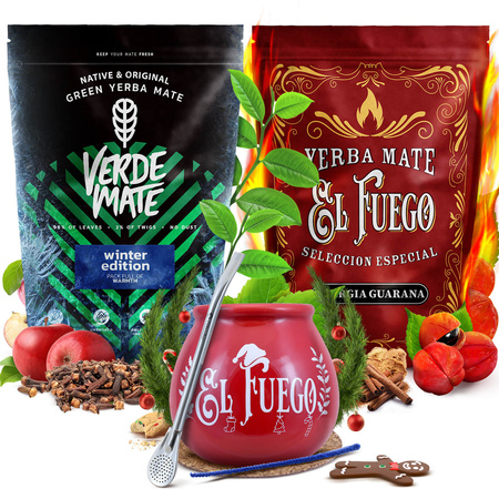 Yerba Maté set d'hiver Verde Mate El Fuego 2x500g + accessoires