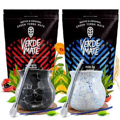 Set Yerba Mate pour deux Bombilla Matero 1000g