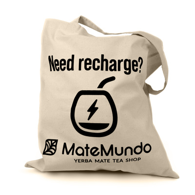 Sac avec le logo MateMundo – « Need recharge ? »