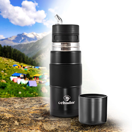 Yerbomos X ALL IN ONE – 450 ml – Calebasse, thermos et bombilla en un (noir)