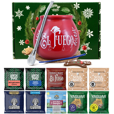 Yerba Maté set d'hiver de cadeaux 10x50g Calebasse + Bombilla