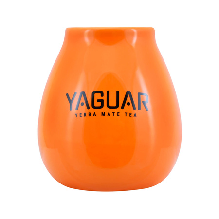 Calebasse en céramique orange avec logo Yaguar - 350 ml