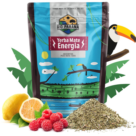 Yerba Maté ensemble Rio Parana Energia 500g Calebasse + Bombilla