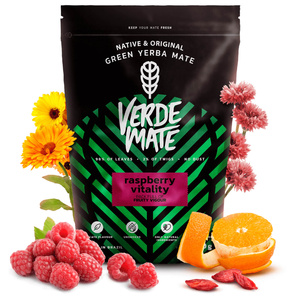 Yerba Maté ensemble Verde Mate Raspberry 500g Calebasse + Bombilla