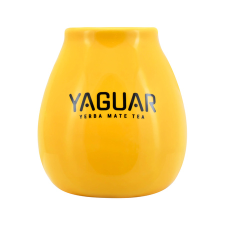 Calebasse en céramique jaune avec logo Yaguar - 350 ml
