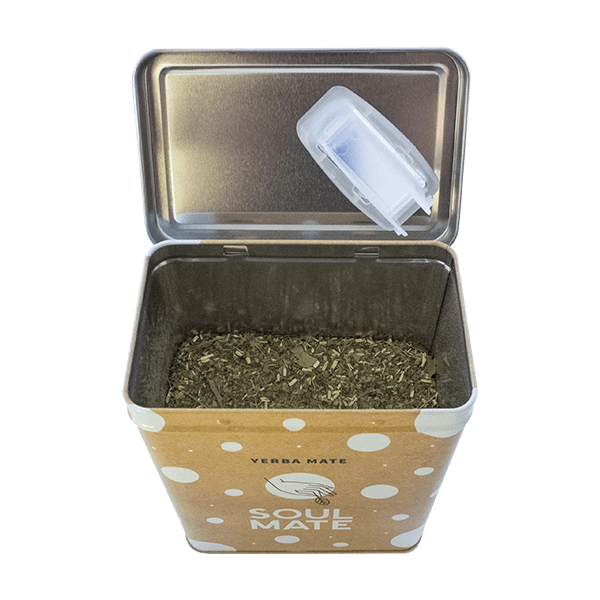Yerbera – Boîte en métal + Soul Mate Orgánica Despalada 0,5 kg