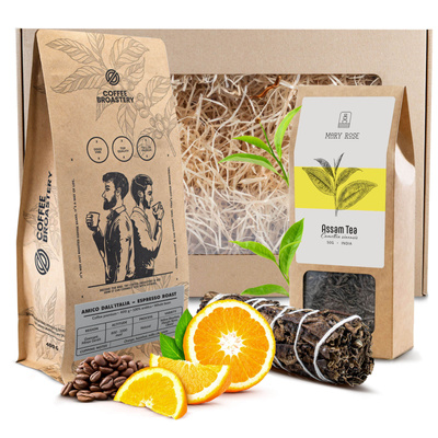 Ensemble de cadeaux de Café en Grains Coffee Broastery + Thé + Sauge Noire Encens