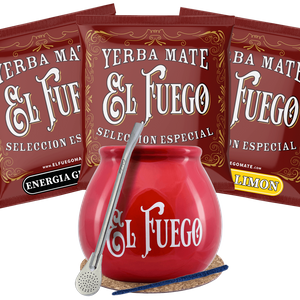 Yerba Mate El Fuego Calabash Bombilla Starter Set