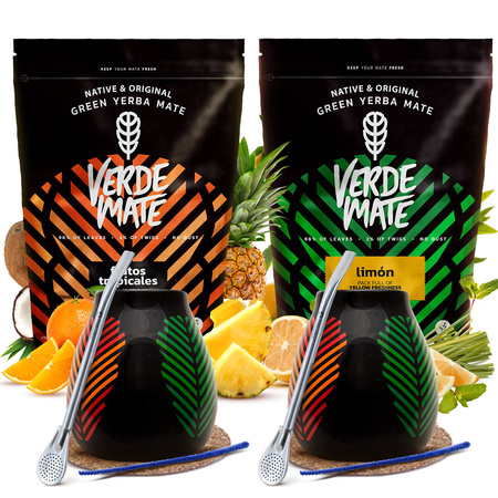 Set Yerba Maté Bombilla Calebasse pour Deux 1kg