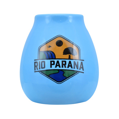 Calebasse en céramique avec logo Rio Parana (bleue) 330 ml