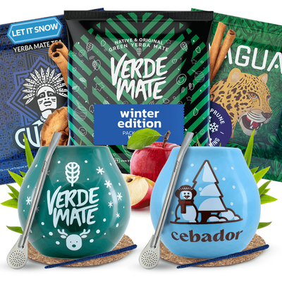 Yerba Mate Hiver Set POUR DEUX calebasse + bombilla