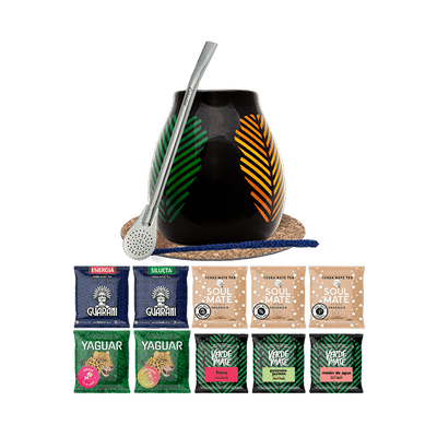 Set de démarrage Yerba Mate une calebasse Bombilla 10x50g 0,5kg