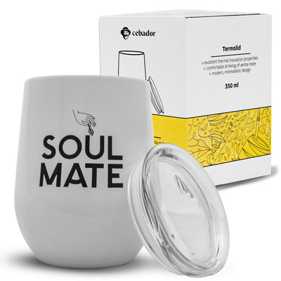 TermoLid – tasse isotherme pour yerba maté avec couvercle – Soul Mate (blanc) – 350 ml