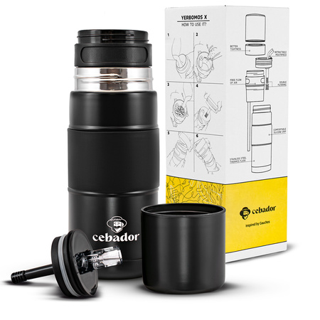 Yerbomos X ALL IN ONE – 450 ml – Calebasse, thermos et bombilla en un (noir)