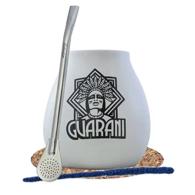 Tykwa Biała Guarani + Bombilla Mercedes