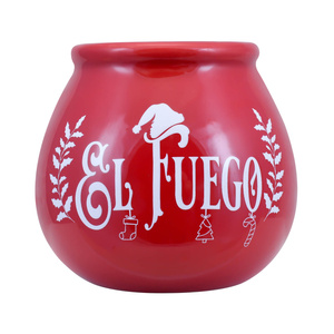 Calebasse en céramique avec le logo El Fuego - Édition de Noël (rouge) 300 ml