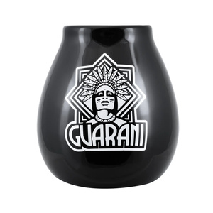 Calebasse en céramique noire avec logo Guarani - 350 ml